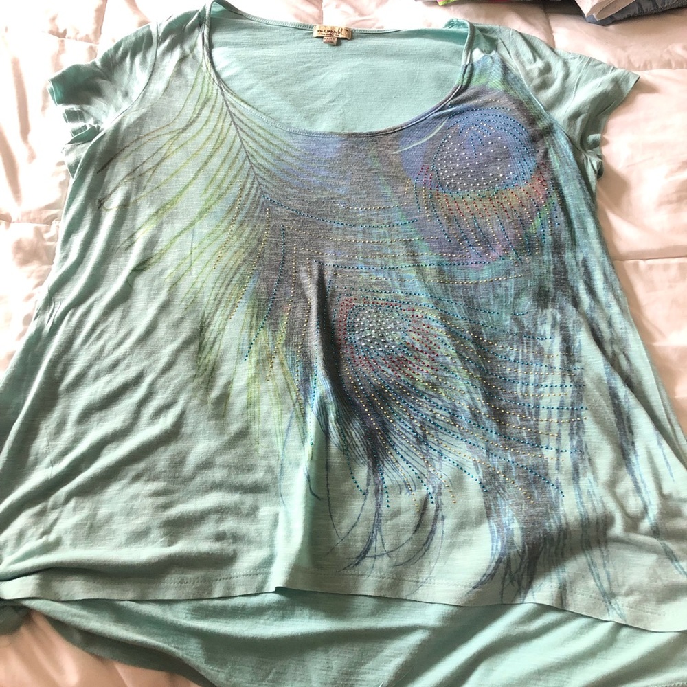One World peacock top/tunic 1X